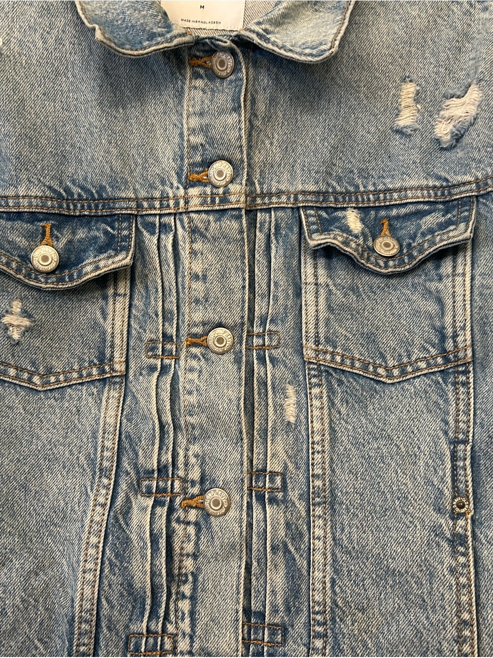 Old Navy Light Blue Distressed Denim Jacket - Picture 2 of 5